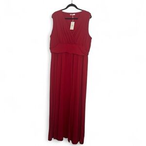 KOH KOH Womens Long Red Sleeveless Flowy Bridesmaid Cocktail  Maxi Dress 3x